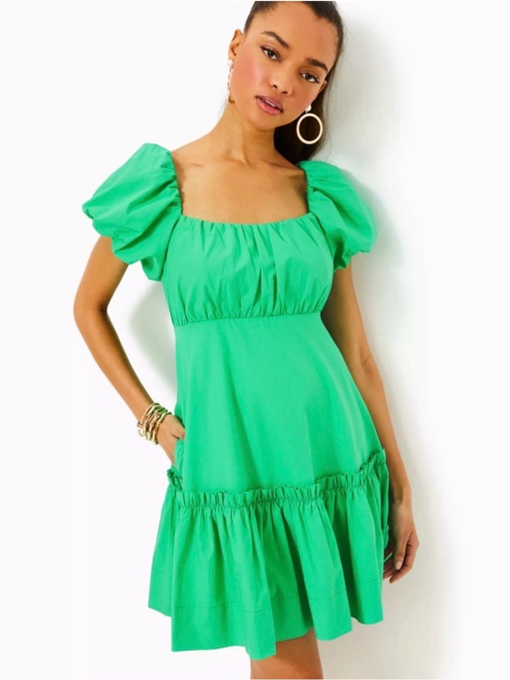 Lilly Pulitzer Nastia Short Sleeve Cotton Dress in Spearmint Green